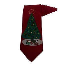Vicky Davis Christmas Tree Presents Vintage 100% Silk Necktie